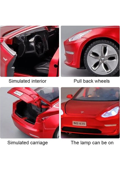 Tesla Model 3 Replika ile Uyumlu Pres Döküm Araba Oyuncakları, 1:32 Ölçekli Alaşım Model 3 Oyuncak Araba Ses ve Işık Oyuncak Araçlar ile Geri Çekin Araba Modeli, Mini Model 3 Çocuk (Yurt Dışından)