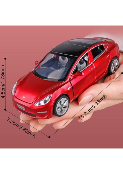 Tesla Model 3 Replika ile Uyumlu Pres Döküm Araba Oyuncakları, 1:32 Ölçekli Alaşım Model 3 Oyuncak Araba Ses ve Işık Oyuncak Araçlar ile Geri Çekin Araba Modeli, Mini Model 3 Çocuk (Yurt Dışından)