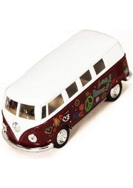 1962 Volkswagen Çıkartmalı Klasik Otobüs 1/32 Ölçekli Döküm Model Oyuncak Araba - Bordo (Yurt Dışından)