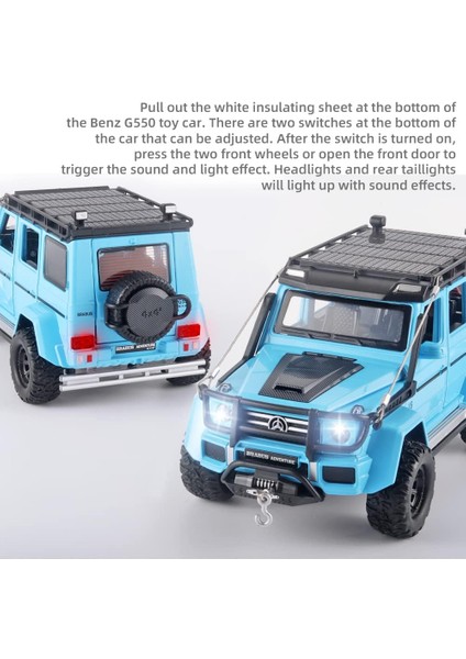 Oyuncak Arabalar Benz G550 Adventure Edition 1/24 Metal Döküm Araba Modeli，sesli ve Işıklı、geri Çek，3 Yaş ve Üzeri Çocuklar Için Hediye Olarak Uygun（mavi） (Yurt Dışından)