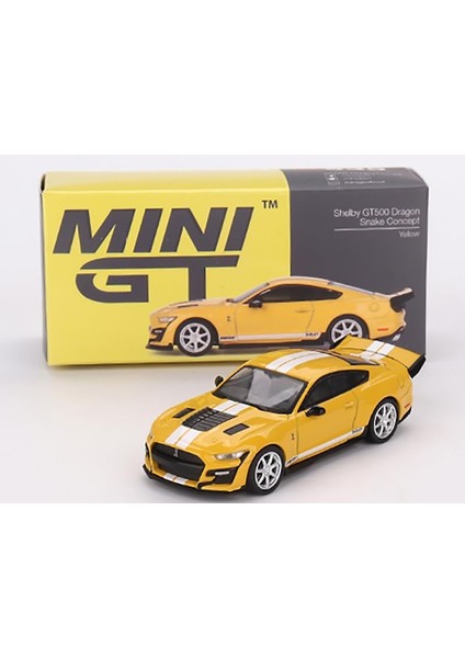 Shelby GT500 Dragon Snake Concept Sarı, Beyaz Çizgili, Dünya Çapında 3240 Adetle Sınırlı Üretim 1/64 Pres Döküm Model Araba, True Scale Minyatürler MGT00535 (Yurt Dışından)