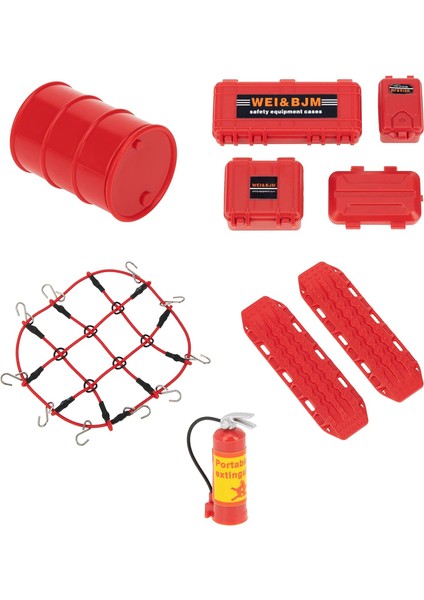 Dekorasyon Parçaları Plastik Yağ Bidonu Bagaj Çekiş Kurulu Rampaları Geri Yükleme Kum Merdiveni Bagaj Ağı 1/18 1/24 Rc Model Araba TRX4M Trx-4m SCX24 (Kırmızı) (Yurt Dışından)