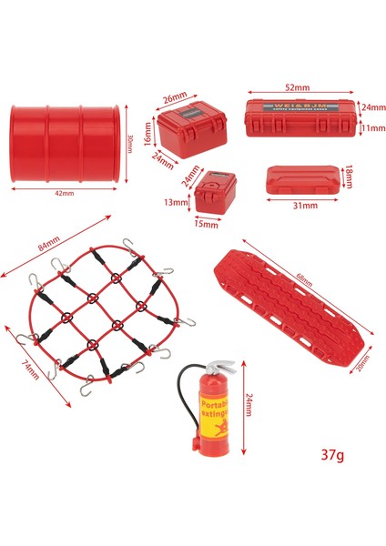 Dekorasyon Parçaları Plastik Yağ Bidonu Bagaj Çekiş Kurulu Rampaları Geri Yükleme Kum Merdiveni Bagaj Ağı 1/18 1/24 Rc Model Araba TRX4M Trx-4m SCX24 (Kırmızı) (Yurt Dışından) modelleri