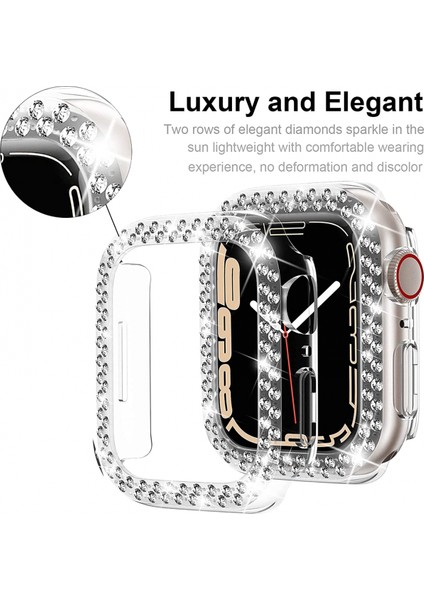 Apple Watch Series 7 Için 45 Mm, Lüks Kristal Taşlı Sert Pc Çerçeve Kılıfı Apple Watch Series 7 - Her Yönüyle Tampon Kılıfı (Şeffaf) (Yurt Dışından) fiyatları