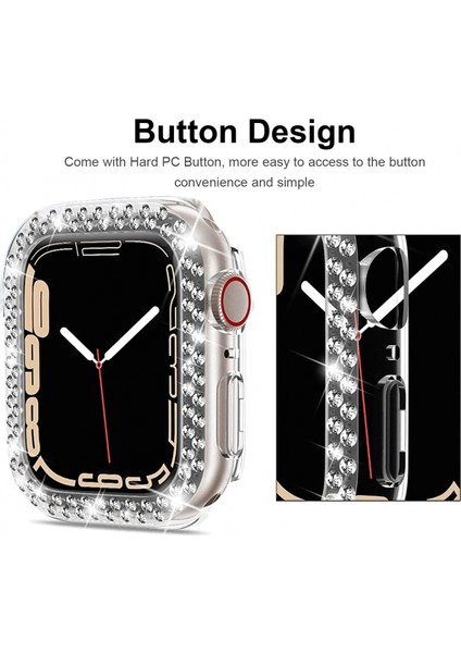 Apple Watch Series 7 Için 45 Mm, Lüks Kristal Taşlı Sert Pc Çerçeve Kılıfı Apple Watch Series 7 - Her Yönüyle Tampon Kılıfı (Şeffaf) (Yurt Dışından) modelleri