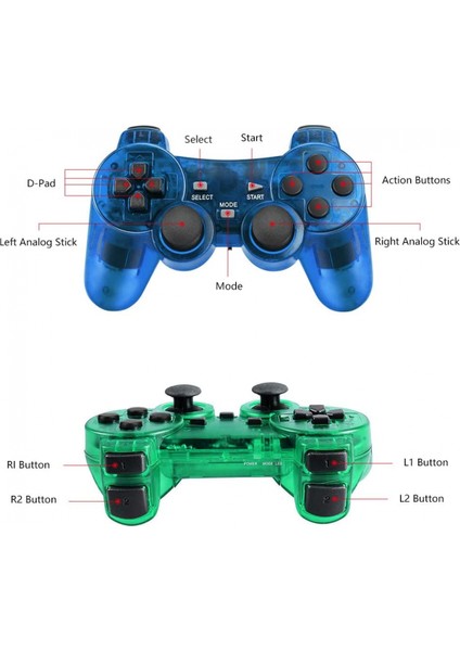 Kablosuz Denetleyici Çift Şok Titreşim Doğru Kontrol Kablosuz Sony Ps2 Playstation 2.4g Gamepad Joystick Uzaktan Kumanda Siyah (Yurt Dışından)