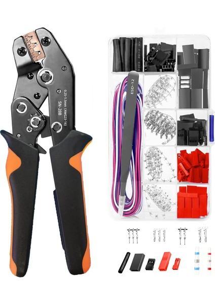 SN-28B Sıkma Aleti ile 50 Jst Konnektör Kiti Servo Fiş Erkek Dişi Konnektör Crimp Pin Kablo Kiti ve Lehim Contalı Tel Konnektörleri Hitec, Futaba, Spektrum Model Uçaklar ve Rc Arab (Yurt Dışından)