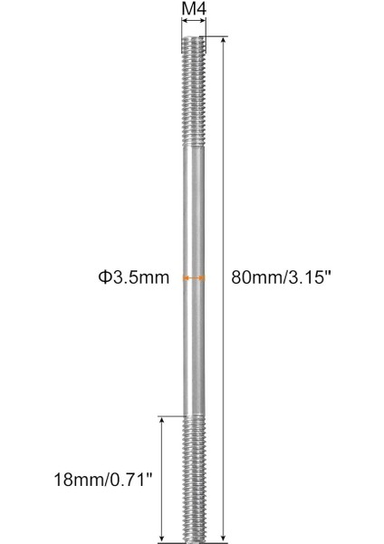 304 Paslanmaz Çelik Itme Çubuğu Konektörü Çift Uçlu Dişli Çubuk Dıy Rc Araba, Tekne, Araba, Uçak, Helikopter Modeli ve Dıy Malzeme, M4X80MM, 2'li Paket (Yurt Dışından)