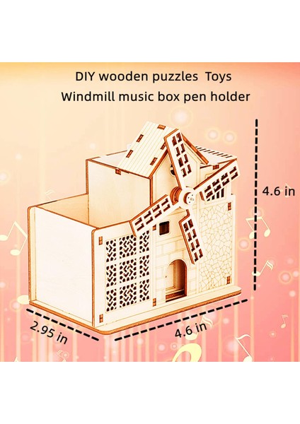 Yetişkinler Için 3D Ahşap Bulmaca Yel Değirmeni Modelleri Dıy Ahşap Müzik Kutusu Kiti Gençler Zeka Oyunları Erkekler ve Kızlar Için Doğum Günü Hediyeleri 12-14 (Yurt Dışından) modelleri