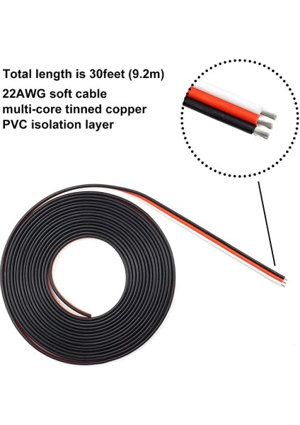 Servo Uzatma Kablosu Tel 22AWG 26AWG 60 Çekirdek Kurşun 3 P Hattı Rc Arabalar Için Drones Tekneler Uçaklar Model Aksesuarları (22AWG 30FEET) (Yurt Dışından) fiyatları