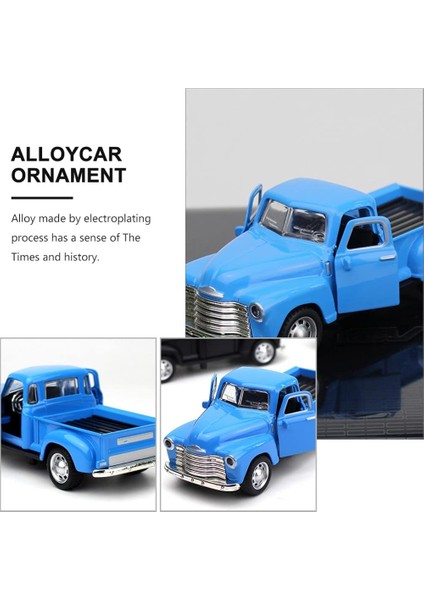 Metal Klasik Otomobil Modeli Döküm Eski Kamyonet Heykelcik Alaşım Vintage Koleksiyonluk Oyuncak Araba Mini Araba Fotoğraf Prop Ev Masa Dolabı Kitaplık Mavi (Yurt Dışından) modelleri