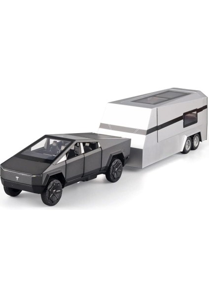 Çocuk Oyuncak Kamyonet 1/32 Cybertruck Kamyonet Römork Döküm Metal Oyuncak Arabalar, Ses Işıklı ve Geri Çekmeli Araba Modeli, 3 Yaş ve Üzeri Çocuklar Için (Gri) (Yurt Dışından)