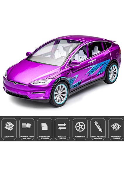 1:24 Ölçekli Tesla Model x Alaşım Araba Modeli Çocuklar Için Döküm Oyuncak Araçlar, Tesla Araba Modeli, Işıklar ve Müzik ile Geri Çekin Alaşım Araba, Erkekler ve Kızlar Için Hediye (Yurt Dışından) modelleri