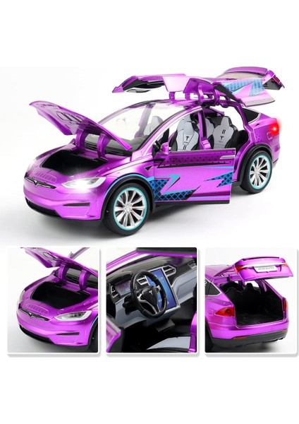 1:24 Ölçekli Tesla Model x Alaşım Araba Modeli Çocuklar Için Döküm Oyuncak Araçlar, Tesla Araba Modeli, Işıklar ve Müzik ile Geri Çekin Alaşım Araba, Erkekler ve Kızlar Için Hediye (Yurt Dışından) fırsatları