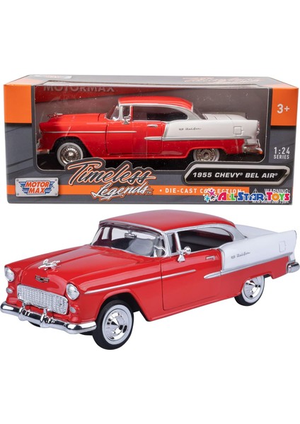 1955 Chevy Bel Air, Kırmızı - Gösteriler 73229-1/24 Ölçekli Döküm Model Oyuncak Araba, Ancak Kutusu Yok (Yurt Dışından)