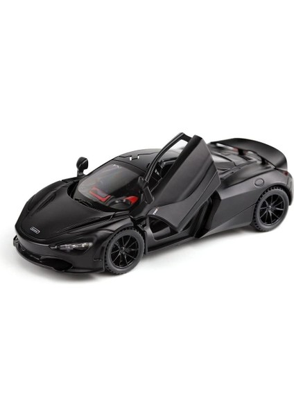 Alaşım Koleksiyonluk Siyah Mclaren 720S Oyuncak Araç Işıklı ve Sesli Geri Çekilebilir Diecast Araba (Yurt Dışından)
