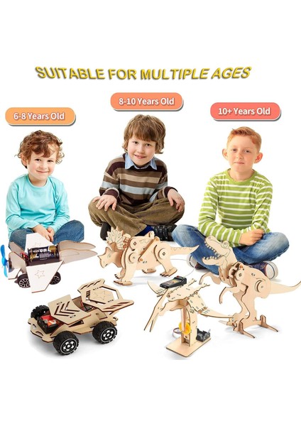 8-12 Yaş Arası Çocuklar Için 6'sı 1 Arada Stem Kitleri, Eğitim Bilimleri El Sanatları Yapı Seti, Ahşap Model Araba Setleri, Kendin Yap Robot Kiti, 8 9 10 11 12 + Yaşındaki Erkek Ço (Yurt Dışından)