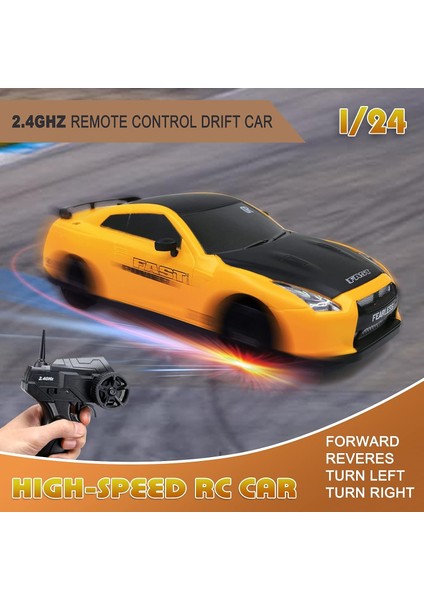 Uzaktan Kumandalı Araba Rc Drift Araba 2.4ghz 1:24 Ölçekli 4WD 15KM/H Yüksek Hızlı Model Araç LED Işıklı Sürüklenen Lastik Yarışı Spor Oyuncak Araba Yetişkinler Için Erkek Kız Çocu (Yurt Dışından) modelleri
