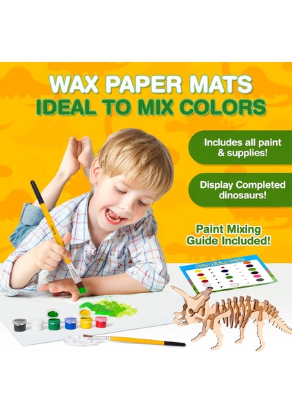 Daring Dinos Paint N' Play 3D Model ve El Işi Seti - 6 Yaş ve Üzeri Çocuklar Için Stem Eğitici Ahşap Dinozorlar Yapım ve Boyama Seti, Erkek ve Kız Çocuklar Için Eğlenceli ve Yaratı (Yurt Dışından)
