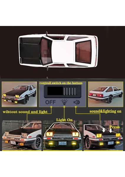 1:28 Ilk D Toyota Trueno AE86 Alaşımlı Pres Döküm Araç Modeli, Çocuklar ve Yetişkinler Için Spor Araba Oyuncakları, Geri Çekilebilir Araçlar Oyuncak Arabalar (Siyah - Tip B) (Yurt Dışından)
