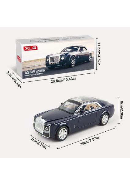 Zarif Araba Modeli 1/24 Rolls-Royce Sweptail Model Araba, Çinko Alaşımlı Geri Çekin Oyuncak Araba Çocuklar Için Ses ve Işık ile Erkek Kız Hediye. (Mavi-C) (Yurt Dışından)