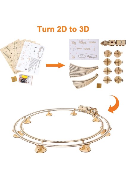 Yetişkinler Için 3D Ahşap Yapbozlar, Demiryolu ile Ahşap Oyuncak Tren Seti, Yetişkinler ve Çocuklar Için Lokomotif Tren Mekanik Model Seti, Mühendislik Dıy Ahşap Modeller Hobiler O (Yurt Dışından)