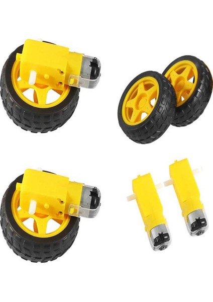 2 Adet Dc Elektrik Motoru 3-6 V Çift Şaftlı Dişli Tt Manyetik Şanzıman Motoru, 2 Adet Plastik Araba Lastiği Tekerleği, Mini Φ67MM Akıllı Rc Araba Robot Lastikleri Model Dişli Parça (Yurt Dışından)