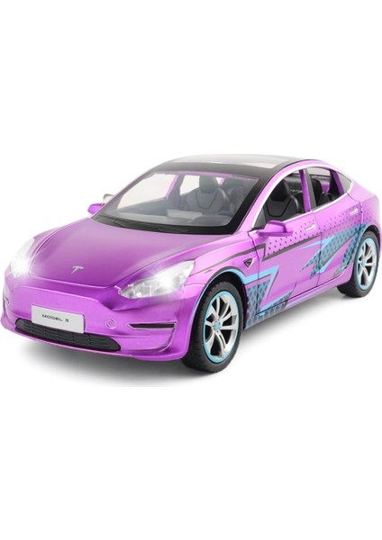 1/24 Döküm Model 3 Oyuncak Araba, Alaşım Döküm Sesli ve Işıklı Geri Çekilebilir Koleksiyon Araba Araçları, 6 Açık Kapı, Tesla Büyük Model 3 Araba Modeli Oyuncak Çocuklar Için Yetiş (Yurt Dışından)