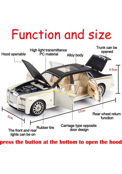 Alaşım Tahsil Beyaz Rolls Royce Phantom Oyuncak Geri Çekin Araçlar Pres Döküm Model Araba (Yurt Dışından) fiyatları