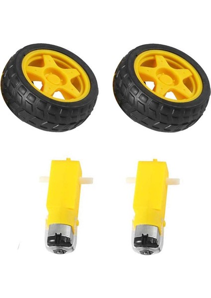 2 Adet Dc Elektrik Motoru 3-6 V Çift Şaftlı Dişli Tt Manyetik Şanzıman Motoru, 2 Adet Plastik Araba Lastiği Tekerleği, Mini Φ67MM Akıllı Rc Araba Robot Lastikleri Model Dişli Parça (Yurt Dışından)