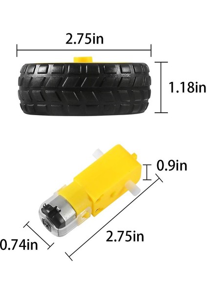 2 Adet Dc Elektrik Motoru 3-6 V Çift Şaftlı Dişli Tt Manyetik Şanzıman Motoru, 2 Adet Plastik Araba Lastiği Tekerleği, Mini Φ67MM Akıllı Rc Araba Robot Lastikleri Model Dişli Parça (Yurt Dışından)