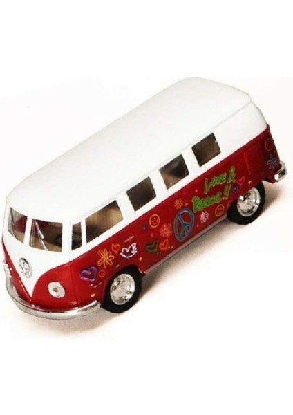 1962 Volkswagen Çıkartmalı Klasik Otobüs 1/32 Ölçekli Döküm Model Oyuncak Araba - Kırmızı (Yurt Dışından)