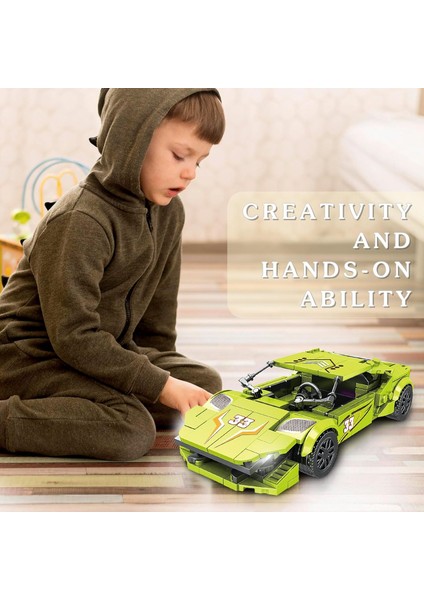 Yetişkinler ve Çocuklar Için Araba Yapı Taşları Oyuncakları, Araba Yapı Seti Hız Yarışı Spor Model Araba Yapı Taşları Seti, Koleksiyon Model Arabalar Dıy Yapı Seti (YEŞIL-306 Adet) (Yurt Dışından)