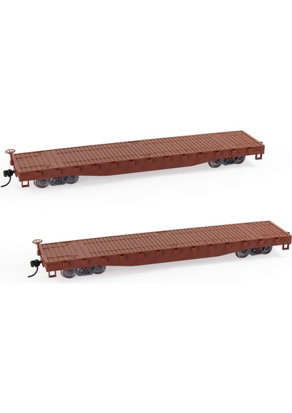 C8741 2 Adet Ho Ölçekli 1:87 52 'düz Araba Düz Yataklı Taşıyıcı 52FT Model Tren Konteyner Taşıma Yük Arabası (Kahverengi) (Yurt Dışından)