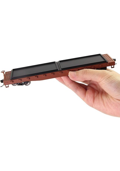 C8741 2 Adet Ho Ölçekli 1:87 52 'düz Araba Düz Yataklı Taşıyıcı 52FT Model Tren Konteyner Taşıma Yük Arabası (Kahverengi) (Yurt Dışından) modelleri