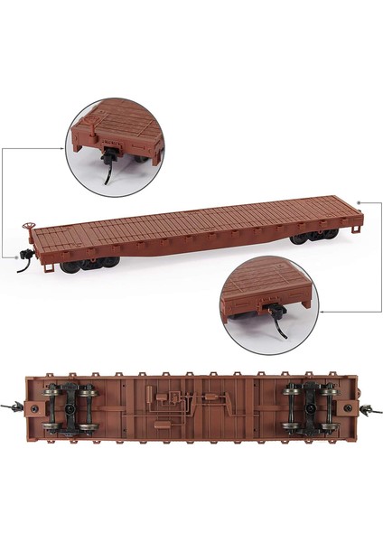 C8741 2 Adet Ho Ölçekli 1:87 52 'düz Araba Düz Yataklı Taşıyıcı 52FT Model Tren Konteyner Taşıma Yük Arabası (Kahverengi) (Yurt Dışından) fırsatları