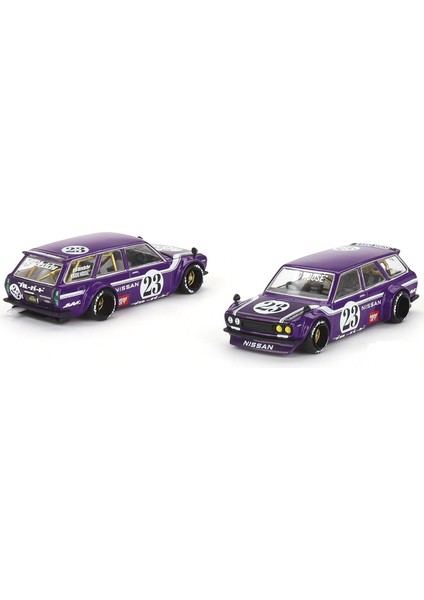 Datsun Kaıdo 510 Vagon Karbon Fiber V1 Mor Kaido Evi 1/64 Pres Döküm Model Araba Gerçek Ölçekli Minyatürler KHMG062 (Yurt Dışından)