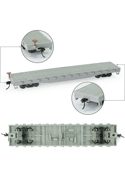 C8741 2 Adet Ho Ölçekli 1:87 52 'düz Araba Düz Yataklı Taşıyıcı 52FT Model Tren Konteyner Taşıma Yük Arabası (Gri) (Yurt Dışından) modelleri