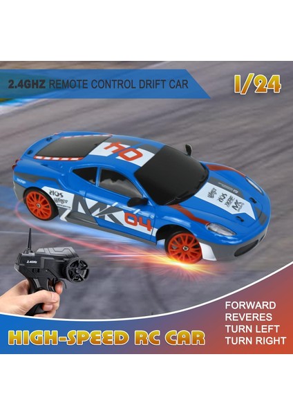 Uzaktan Kumandalı Araba Rc Drift Araba 2.4ghz 1:24 Ölçekli 4WD 15KM / H Yüksek Hızlı Model Araç LED Işıklar Sürüklenen Lastik Yarışı Spor Oyuncak Araba Yetişkin Erkek Kız Çocuk Içi (Yurt Dışından) modelleri