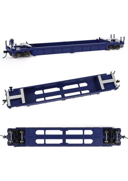 C8749 1 Adet Ho Ölçekli 40FT Kuyu Arabası 1:87 Içbükey Alt 40' Düz Araba Vagonu (1 Adet - Mavi) (Yurt Dışından)