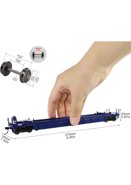 C8749 1 Adet Ho Ölçekli 40FT Kuyu Arabası 1:87 Içbükey Alt 40' Düz Araba Vagonu (1 Adet - Mavi) (Yurt Dışından)