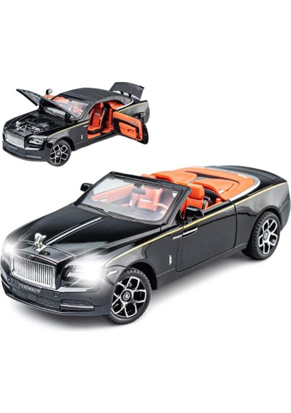 Yeni Sürüm - Zarif Araba Modeli 1/24 Rolls-Royce Şafak Model Araba, Çinko Alaşımlı Yetişkinler ve Çocuklar Için Ses ve Işık ile Geri Çekin Oyuncak Araba Hediye. (Siyah) (Yurt Dışından)