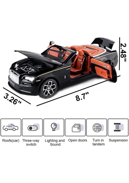 Yeni Sürüm - Zarif Araba Modeli 1/24 Rolls-Royce Şafak Model Araba, Çinko Alaşımlı Yetişkinler ve Çocuklar Için Ses ve Işık ile Geri Çekin Oyuncak Araba Hediye. (Siyah) (Yurt Dışından) fiyatları