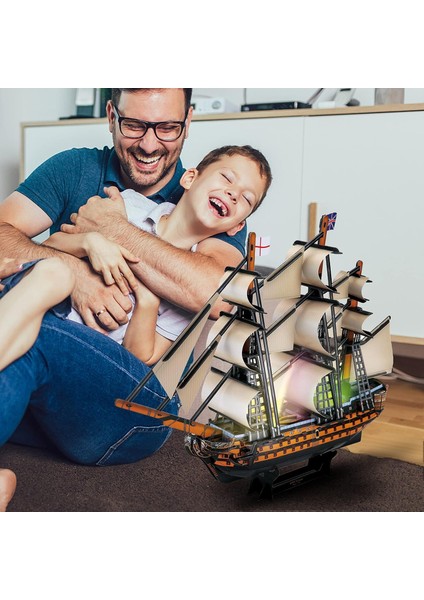 Erkekler Kadınlar Için 3D LED Yapboz Model Gemi, Yetişkinler Için Gemi Model Seti, Işıklı Dekorasyon Yelkenli Yapboz, Yetişkin Çocuklar Için Büyük Model Korsan Gemisi Setleri Deniz (Yurt Dışından)