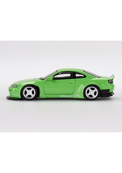 Silvia (S15) Rhd (Sağdan Direksiyonlu) Rocket Bunny Green Sınırlı Sayıda 1/64 Pres Döküm Model Araba, Gerçek Ölçekli Minyatürler MGT00500 (Yurt Dışından) modelleri