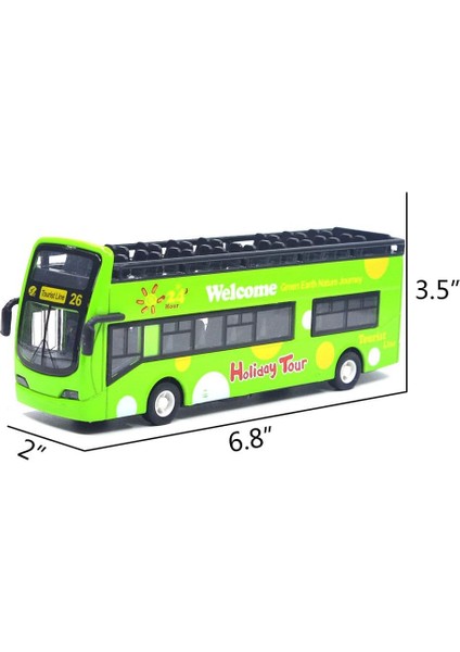 Şehir Otobüsü Gezi Otobüsü Çift Katlı Otobüs Modeli Üstü Açık Geri Çekilebilir Araçlar Oyuncak Döküm Geri Çekilebilir Araçlar Mini Model Araba Işıkları ve Müzik (Yeşil) (Yurt Dışından)