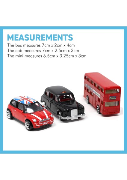 Üçlü Dıecast Ikonik Londra Oyuncak Araba Seti Klasik Routemaster Model Otobüs, Siyah Taksi Cab ve Mini'yi Içerir | Ingiliz Temalı Ambalaj (Yurt Dışından)