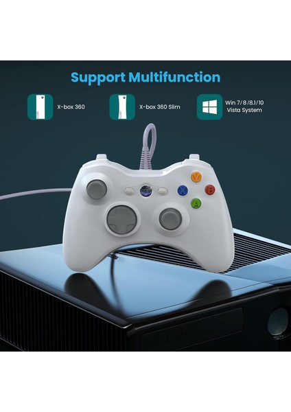 Wired Controller For Xbox 360, Yaeye Game Controller For 360 With Dual-Vibration Turbo Compatible With Xbox 360/360 Slim And Pc Windows 7,8,10,11 (Yurt Dışından)