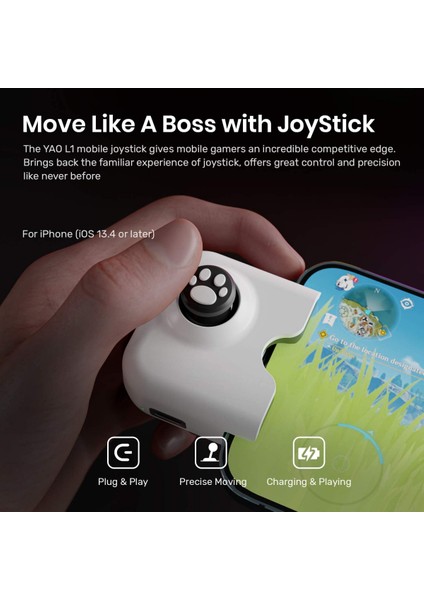 iPhone Için Yao L1 Pro Mobil Oyun Kumandası Joystick (Ios 13.4 Veya Üzeri, Ios Mobil Oyunlar Için), Pubgg Mobile ile Uyumlu Oyun Gamepad'i, Call Of Duty Mobile(Codm), Wild Rift, Ge (Yurt Dışından)