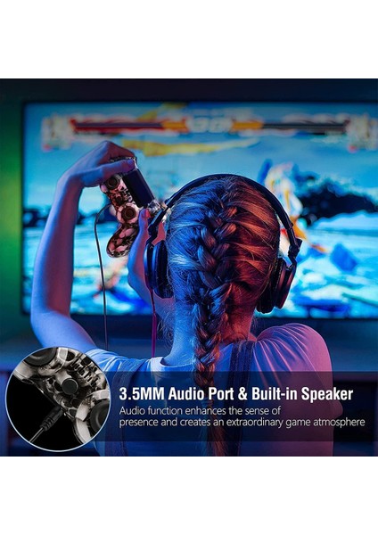 P4/pro/slim/pc Için Kablosuz Oyun Denetleyicisi 800MAH Şarj Edilebilir Pilli Oyun Denetleyicisi, Çift Titreşimli/oyun Joystick'i/kulaklık Jakı/altı Eksenli Sensör P4 Denetleyicisi (Yurt Dışından) modelleri